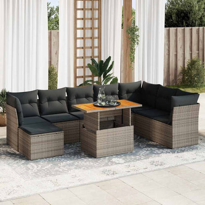 9 Piece Garden Sofa Set With Cushions Poly Rattan
