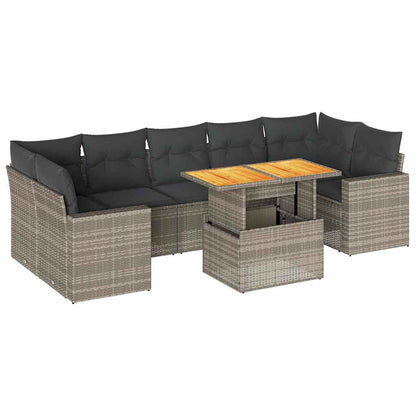 8 Piece Garden Sofa Set With Cushions Poly Rattan