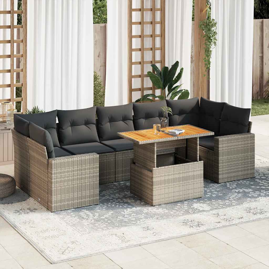 8 Piece Garden Sofa Set With Cushions Poly Rattan