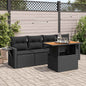 5 Piece Garden Sofa Set With Cushions Poly Rattan