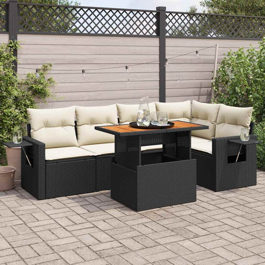 6 Piece Garden Sofa Set With Cushions Grey Poly Rattan