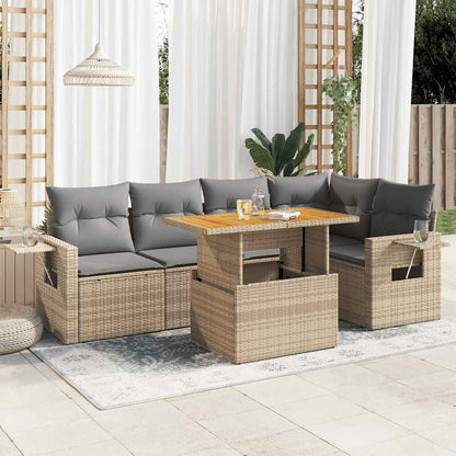 6 Piece Garden Sofa Set With Cushions Grey Poly Rattan