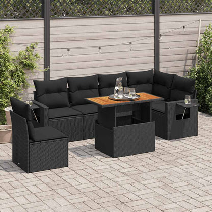 7 Piece Garden Sofa Set With Cushions Grey Poly Rattan