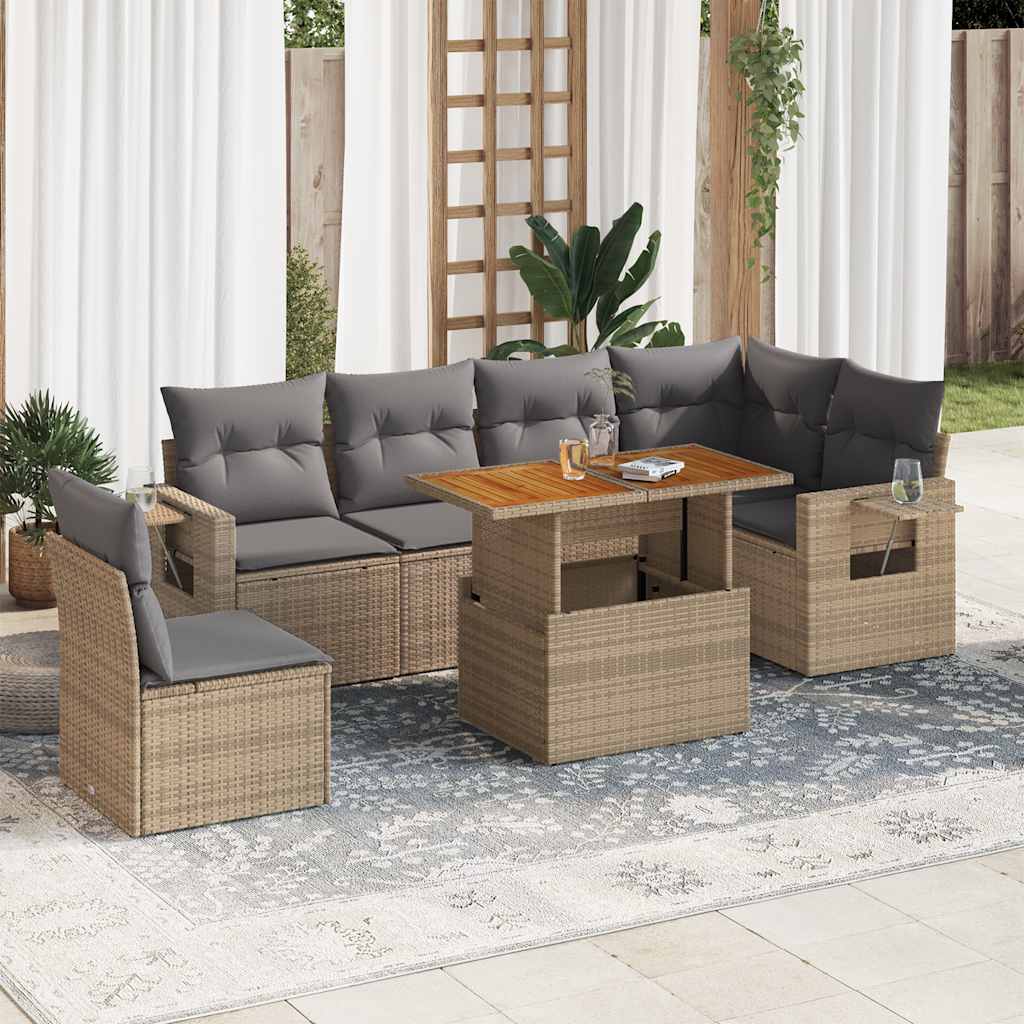7 Piece Garden Sofa Set With Cushions Grey Poly Rattan