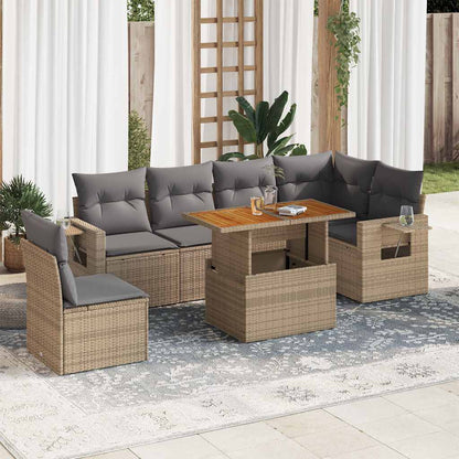 7 Piece Garden Sofa Set With Cushions Grey Poly Rattan