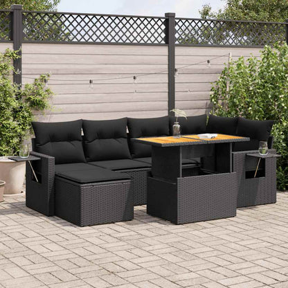 7 Piece Garden Sofa Set With Cushions Poly Rattan