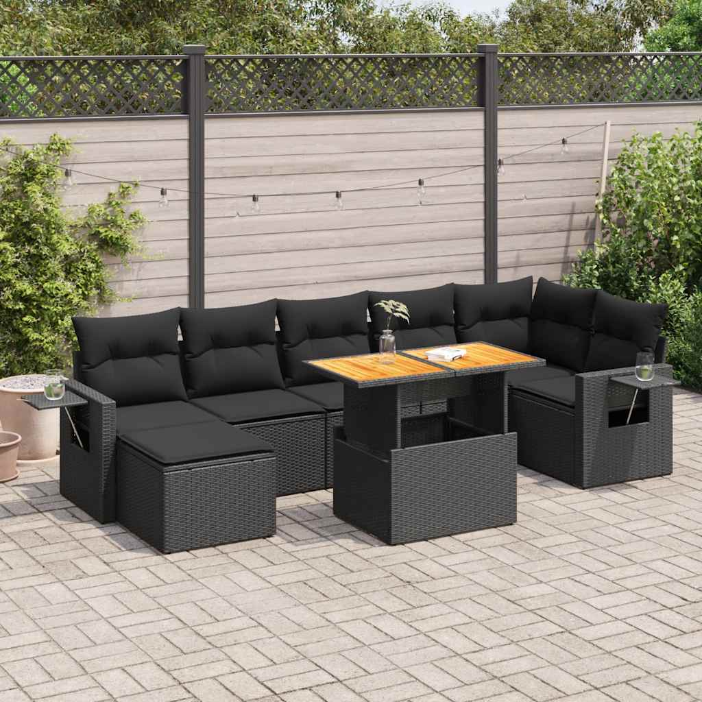 8 Piece Garden Sofa Set With Cushions Grey Poly Rattan