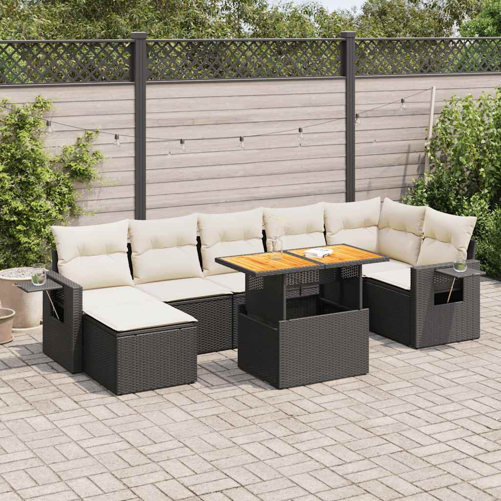 8 Piece Garden Sofa Set With Cushions Grey Poly Rattan