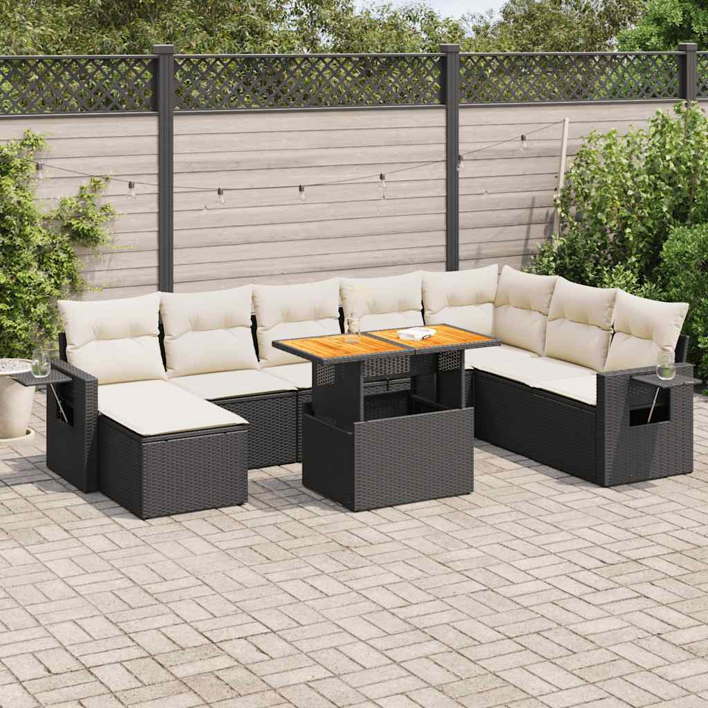 9 Piece Garden Sofa Set With Cushions Poly Rattan
