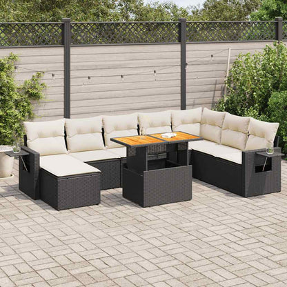 9 Piece Garden Sofa Set With Cushions Poly Rattan