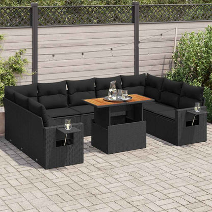10 Piece Garden Sofa Set With Cushions Grey Poly Rattan