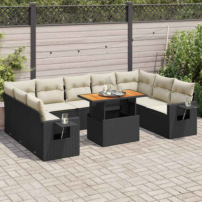 10 Piece Garden Sofa Set With Cushions Grey Poly Rattan