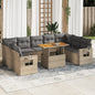10 Piece Garden Sofa Set With Cushions Grey Poly Rattan