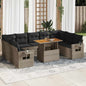 10 Piece Garden Sofa Set With Cushions Grey Poly Rattan
