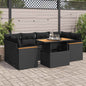 6 Piece Garden Sofa Set With Cushions Poly Rattan Acacia
