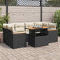 6 Piece Garden Sofa Set With Cushions Poly Rattan Acacia