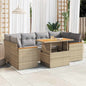 6 Piece Garden Sofa Set With Cushions Poly Rattan Acacia