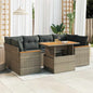 6 Piece Garden Sofa Set With Cushions Poly Rattan Acacia