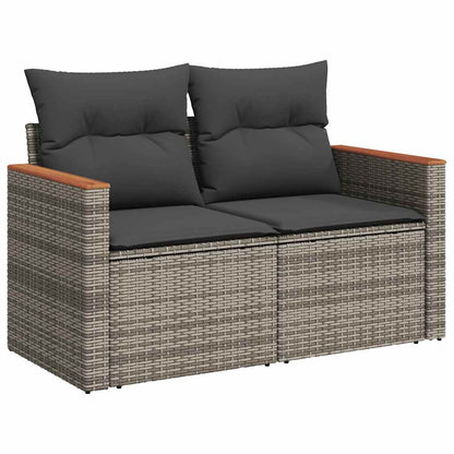 7 Piece Garden Sofa Set With Cushions Poly Rattan Acacia