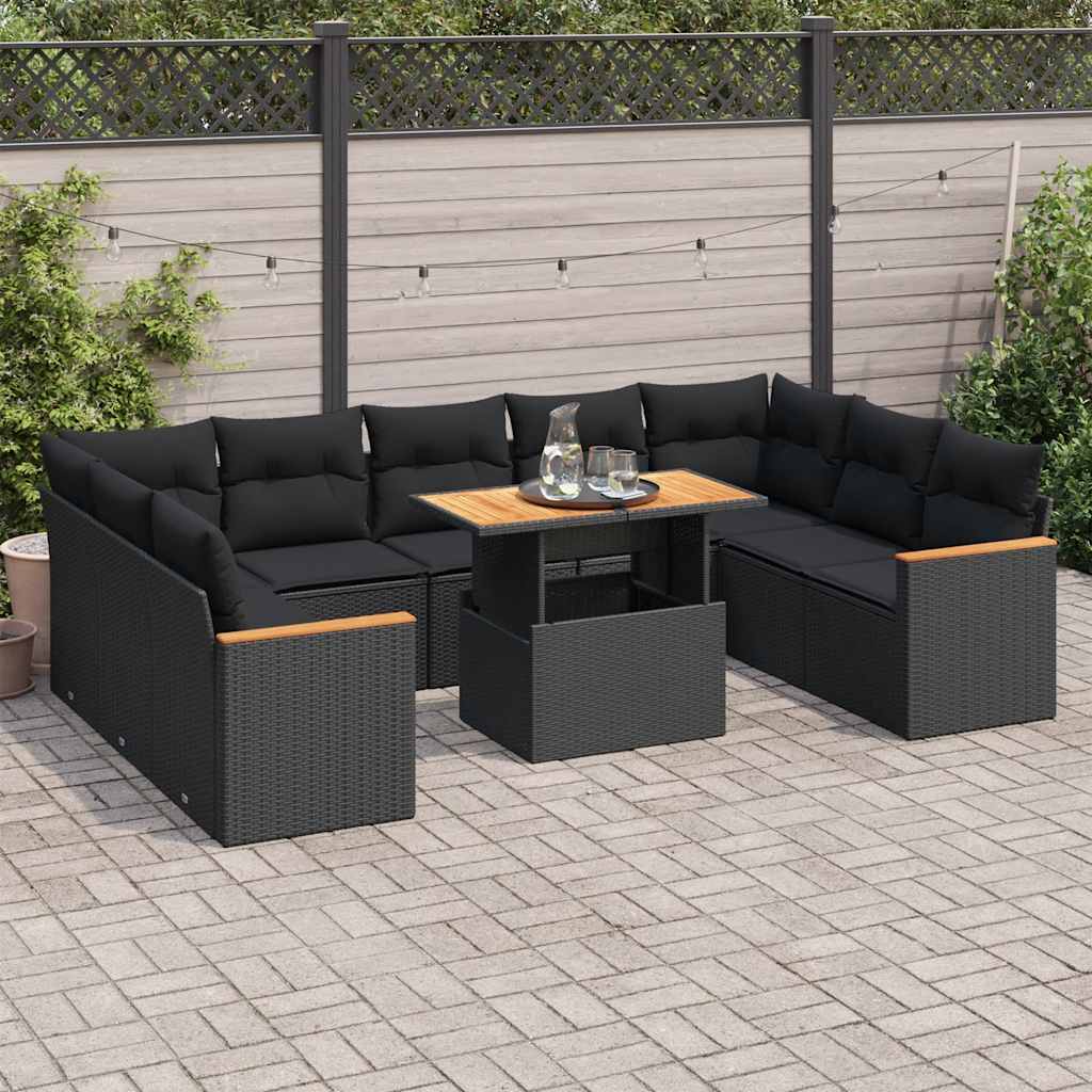 10 Piece Garden Sofa Set With Cushions Poly Rattan