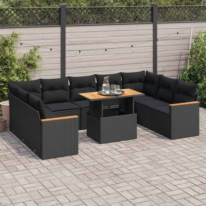 10 Piece Garden Sofa Set With Cushions Poly Rattan