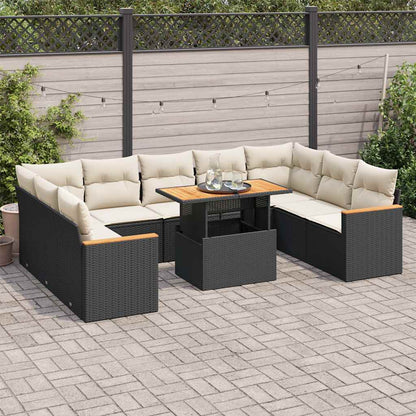 10 Piece Garden Sofa Set With Cushions Poly Rattan