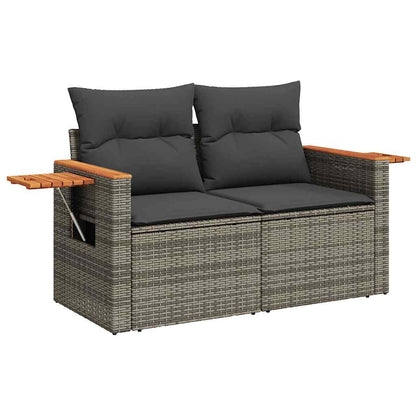 5 Piece Garden Sofa Set With Cushions Poly Rattan Acacia