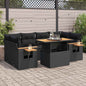 7 Piece Garden Sofa Set With Cushions Poly Rattan Acacia