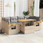 7 Piece Garden Sofa Set With Cushions Poly Rattan Acacia