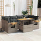 7 Piece Garden Sofa Set With Cushions Poly Rattan Acacia