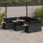 9 Piece Garden Sofa Set With Cushions Poly Rattan Acacia