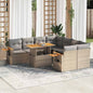 9 Piece Garden Sofa Set With Cushions Poly Rattan Acacia