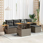 6 Piece Garden Sofa Set With Cushions Black Poly Rattan Acacia