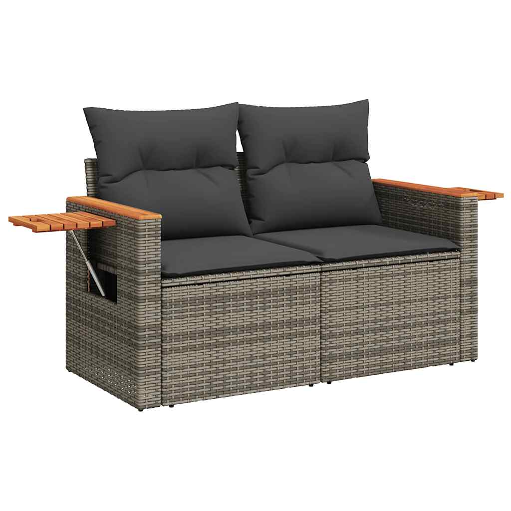 7 Piece Garden Sofa Set With Cushions Poly Rattan Acacia