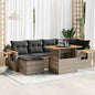 7 Piece Garden Sofa Set With Cushions Poly Rattan Acacia