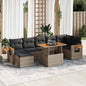 8 Piece Garden Sofa Set With Cushions Black Poly Rattan Acacia