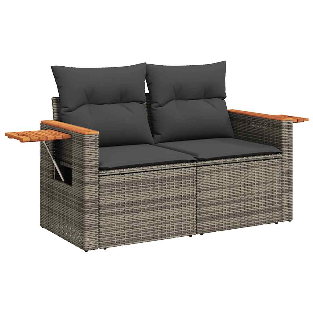 10 Piece Garden Sofa Set With Cushions Poly Rattan Acacia