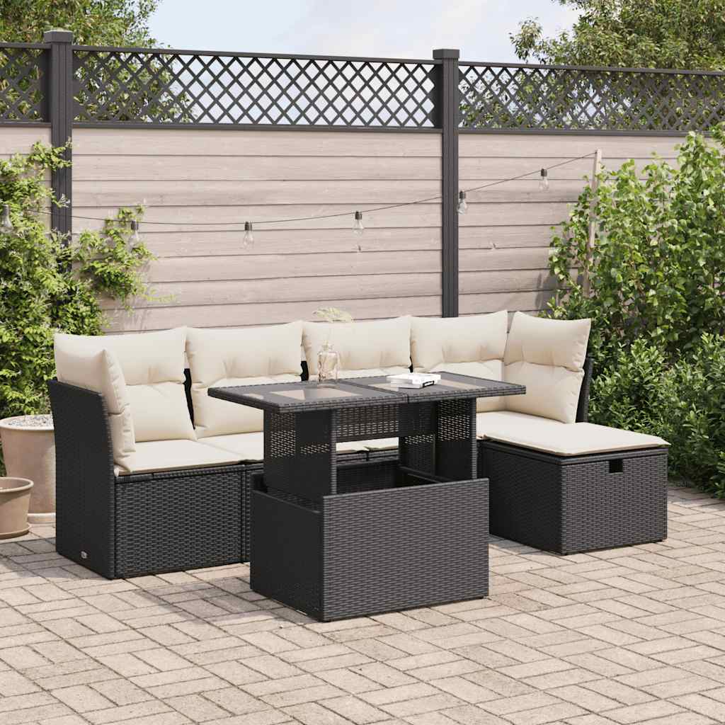 6 Piece Garden Sofa Set With Cushions Poly Rattan