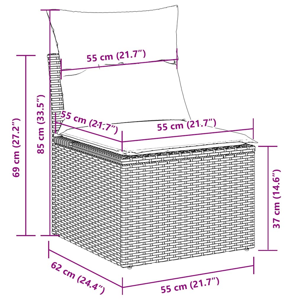 6 Piece Garden Sofa Set With Cushions Poly Rattan