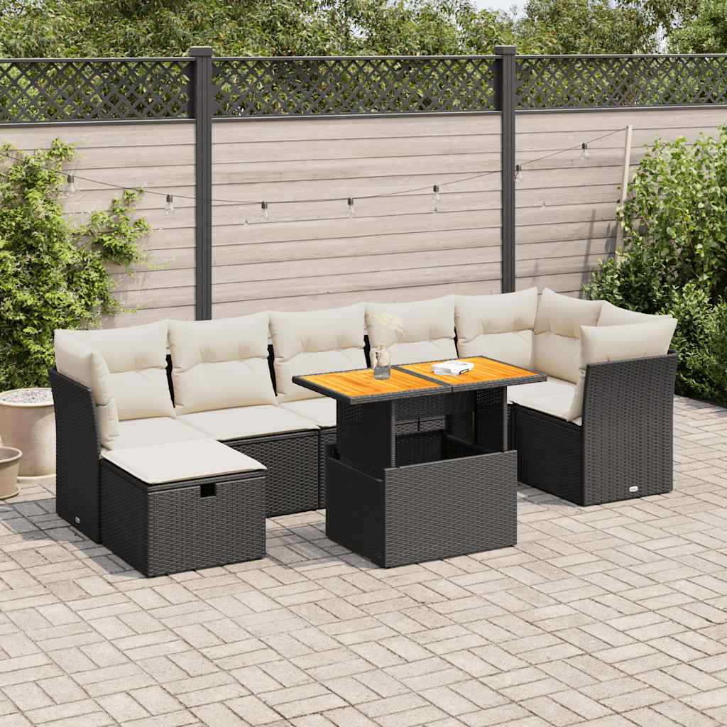 8 Piece Garden Sofa Set With Cushions Grey Poly Rattan