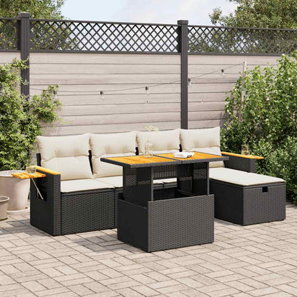 6 Piece Garden Sofa Set With Cushions Poly Rattan