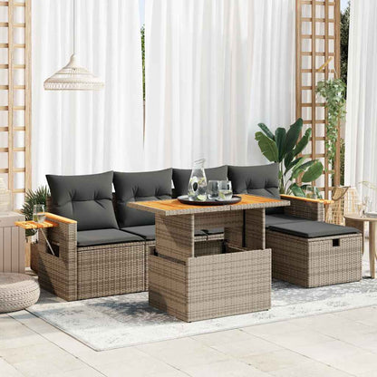 6 Piece Garden Sofa Set With Cushions Poly Rattan