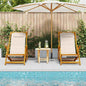 Folding Beach Chair With Armrests Acacia Wood & Textilene