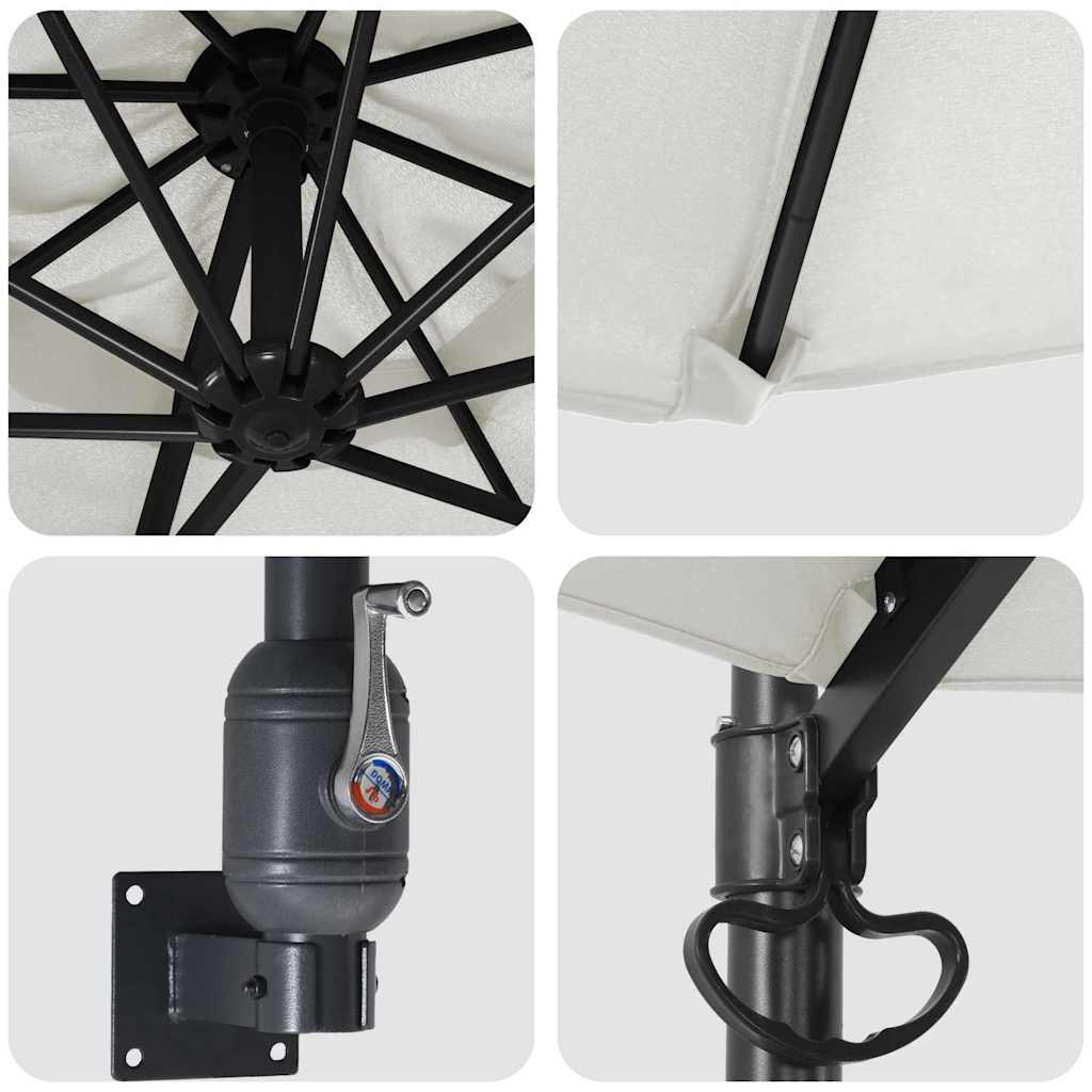 Garden Parasol Beige And Black 248 X 248 X 148 Cm