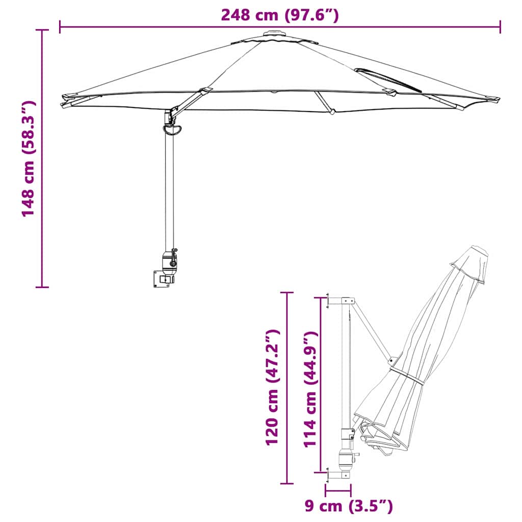 Garden Parasol Beige And Black 248 X 248 X 148 Cm