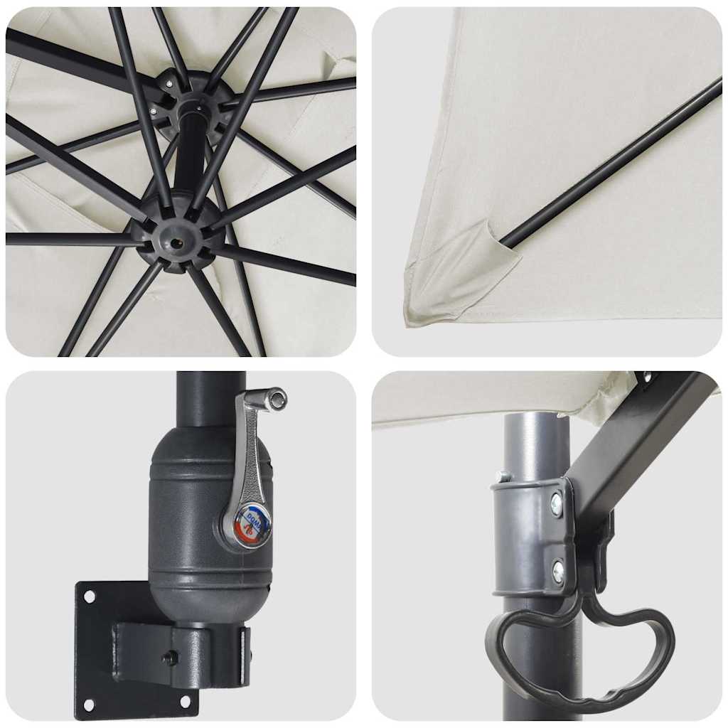 Garden Parasol Beige And Black 248.5 X 247.5 X 160 Cm