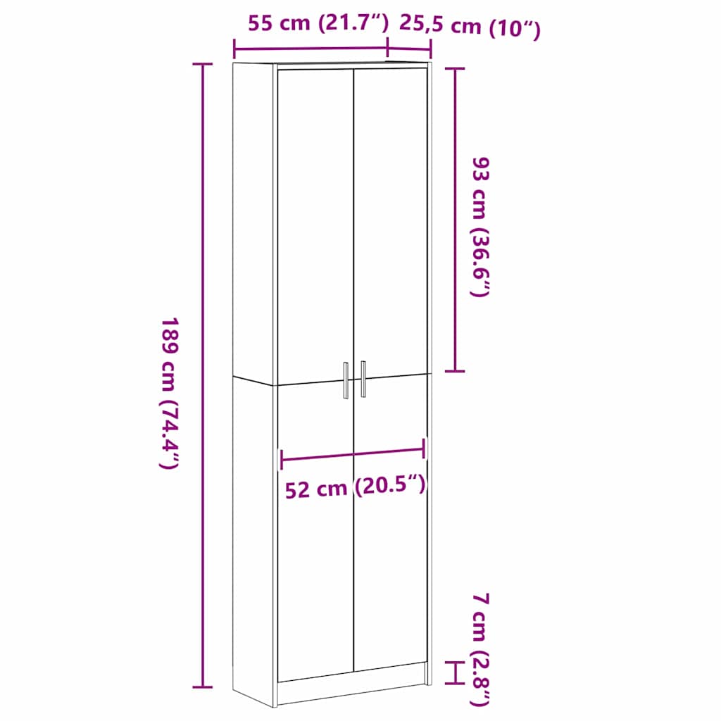 Wardrobe With Shelf 55 X 25 X 189 Cm Engineered Wood