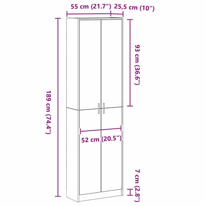 Wardrobe With Shelf 55 X 25 X 189 Cm Engineered Wood
