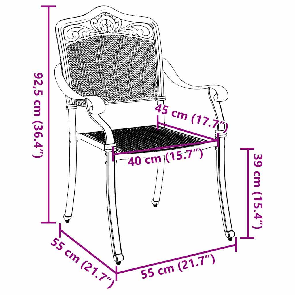 Garden Chair 2 Pcs 55 X 56.5 X 91Cm Aluminium