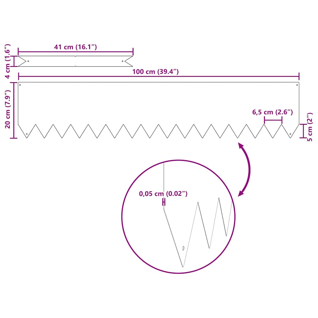Lawn Edgings 30 Pcs 100 X 0.5 X 20 Cm Steel